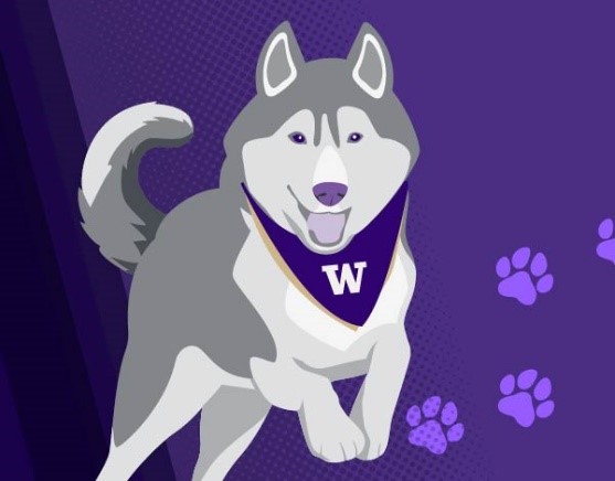 cartoon husky with bandana